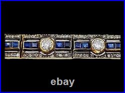 Antique Russian Art Deco Style 56 Gold Bracelet diamonds & sapphires 22.4 g
