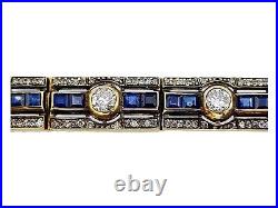 Antique Russian Art Deco Style 56 Gold Bracelet diamonds & sapphires 22.4 g