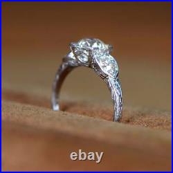 Antique Vintage Art Deco 2.4Ct White Diamond 925 Sterling Silver Engagement Ring