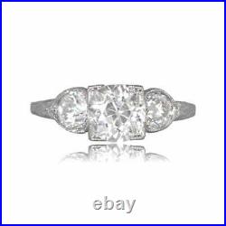 Antique Vintage Art Deco 2.4Ct White Diamond 925 Sterling Silver Engagement Ring