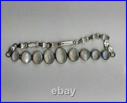 Antique Vintage Art Deco Ceylon Moonstone Bracelet Silver 1920s 6.5 7 inch