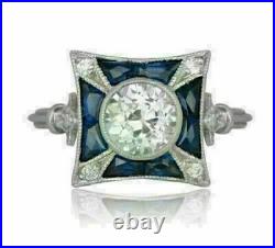 Antique & Vintage Art Deco Engagement Ring 14K White Gold Over 1.35 Ct Diamond