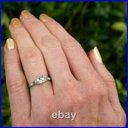 Antique Vintage Art Deco Engagement Ring 2.5Ct Round Diamond 14K White Gold Over