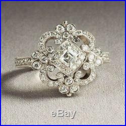 Antique Vintage Art Deco Wedding Diamond Engagement Ring Solid 14k White Gold