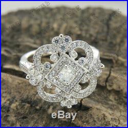 Antique Vintage Art Deco Wedding Diamond Engagement Ring Solid 14k White Gold
