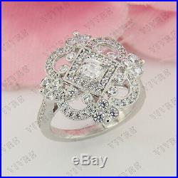 Antique Vintage Art Deco Wedding Diamond Engagement Ring Solid 14k White Gold