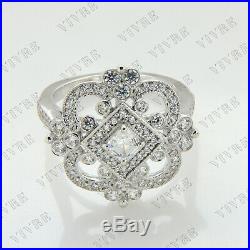 Antique Vintage Art Deco Wedding Diamond Engagement Ring Solid 14k White Gold