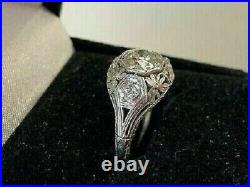 Antique Vintage Art Deco Wedding Ring 3CT Lab-Created Diamond 14K White Gold FN