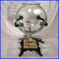 Antique Vintage Fish Bowl Aquarium Tank Holder Art Deco Houze Slag Glass