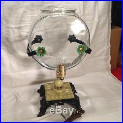 Antique Vintage Fish Bowl Aquarium Tank Holder Art Deco Houze Slag Glass