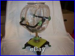 Antique Vintage Fish Bowl Tank Aquarium Art Deco Light Houze Glass