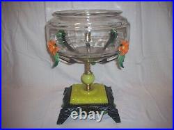 Antique Vintage Fish Bowl Tank Aquarium Holder Art Deco Light Houze Glass