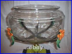 Antique Vintage Fish Bowl Tank Aquarium Holder Art Deco Light Houze Glass