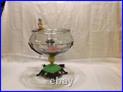 Antique Vintage Fish Bowl Tank Aquarium Holder Light Art Deco Houze Glass