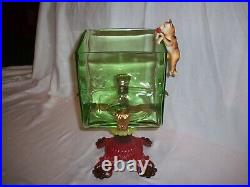 Antique Vintage Green Glass Fish Bowl Tank Aquarium Cat Houze Glass Art Deco
