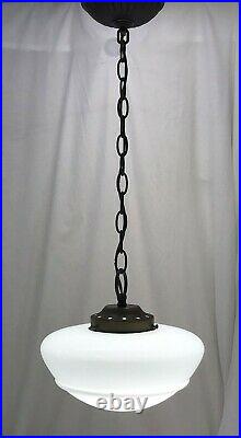 Antique Vtg Victorian Art Deco Schoolhouse Pendant Light 20s 30s 40s 50s Hanging