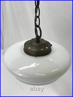 Antique Vtg Victorian Art Deco Schoolhouse Pendant Light 20s 30s 40s 50s Hanging