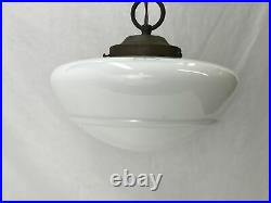 Antique Vtg Victorian Art Deco Schoolhouse Pendant Light 20s 30s 40s 50s Hanging