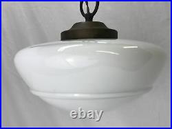 Antique Vtg Victorian Art Deco Schoolhouse Pendant Light 20s 30s 40s 50s Hanging