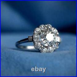 Art Deco 1.35 Ct Round Diamond 925 Silver Wedding Vintage Jewelry Antique Ring