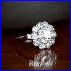 Art Deco 1.35 Ct Round Diamond 925 Silver Wedding Vintage Jewelry Antique Ring