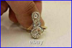 Art & Deco 1.90Ct Round Simulated Diamond Vintage Ring 14K Two Tone Gold Plated