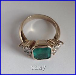 Art Deco 2.45 Ct Emerald Green Sapphire Antique Vintage Silver Engagement Ring