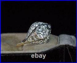 Art Deco 2.45Ct Round Lab-Created Diamond Bezel Vintage Antique Engagement Rings