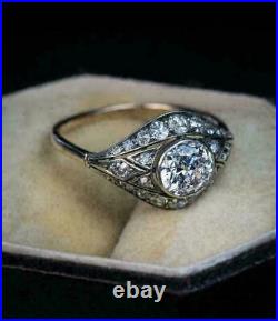 Art Deco 2.45Ct Round Lab-Created Diamond Bezel Vintage Antique Engagement Rings