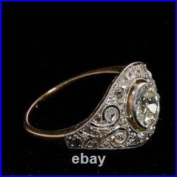 Art Deco 2.50Ct LabCreated Diamond Vintage Style Wedding Ring 14K Yellow Gold FN