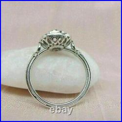 Art Deco 2.53 Ct Round Diamond Vintage Antique Wedding Ring 14K White Gold Fn