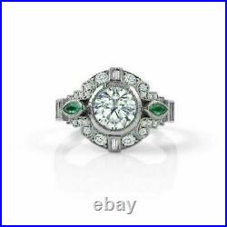 Art Deco 2.55Ct Round Cut Diamond Engagement Vintage Antique Ring In 925 Silver