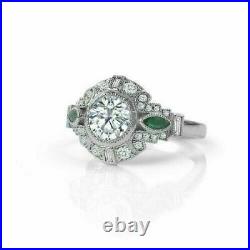 Art Deco 2.55Ct Round Cut Diamond Engagement Vintage Antique Ring In 925 Silver