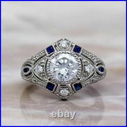 Art Deco 2.60 Ct White Diamond Antique Vintage Wedding Ring 925 Sterling Silver