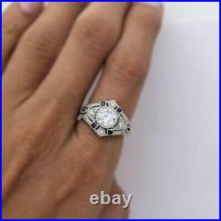 Art Deco 2.60 Ct White Diamond Antique Vintage Wedding Ring 925 Sterling Silver