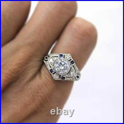 Art Deco 2.60 Ct White Diamond Antique Vintage Wedding Ring 925 Sterling Silver