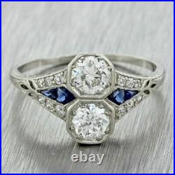 Art Deco 2.60Ct Round Lab-Created Diamond Two-Stone Bezel Vintage Antique Rings