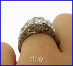 Art Deco 2.75Ct Oval Cut Lab-Created Diamond Engagement Vintage Rings 925 Silver