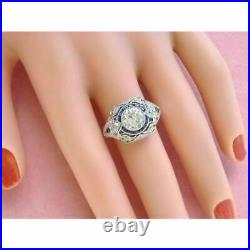 Art Deco 2.77 Carat Round Cut Diamond Engagement Vintage Antique Ring 925 Silver