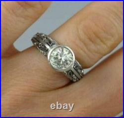 Art Deco 2.80Ct Lab Created Round Diamond 14k White Gold Vintage Engagement Ring