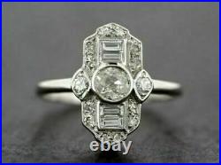 Art Deco 2.96 Ct Round Cut Lab Created Diamond Edwardian Vintage Engagement Ring