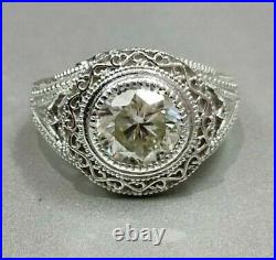 Art Deco 2. CT Moissanite Retro Bezel Set Vintage Engagement Ring in 925 SS