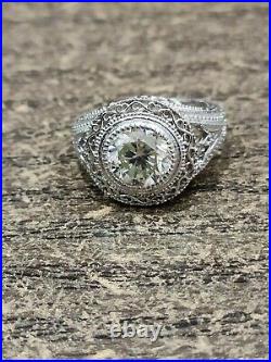 Art Deco 2. CT Moissanite Retro Bezel Set Vintage Engagement Ring in 925 SS