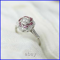 Art Deco 2 Ct Round Diamond Antique Vintage Engagement Ring 935 Argentium Silver