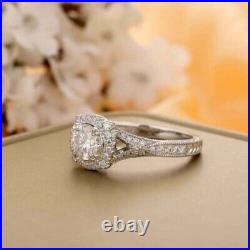 Art Deco 2Ct Round Halo Lab-Created Diamond Vintage Engagement Ring 925 Silver