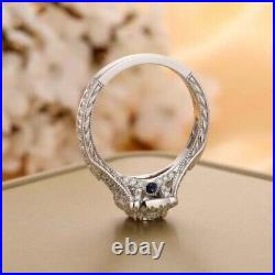 Art Deco 2Ct Round Halo Lab-Created Diamond Vintage Engagement Ring 925 Silver