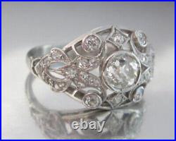 Art Deco 3.10 Ct White Diamond Antique Vintage Wedding Ring 925 Sterling Silver