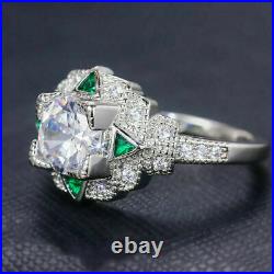 Art Deco 3.15Ct Round Cut Lab-Created Diamond Vintage Antique Engagement Rings