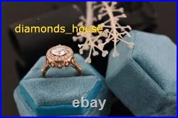 Art Deco 3.20CT Round Cut Lab Created Diamond 925 Silver Engagement Vintage Ring