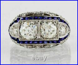 Art Deco 3.25Ct Round Cut Lab-Created Diamond Vintage Antique Engagement Ring